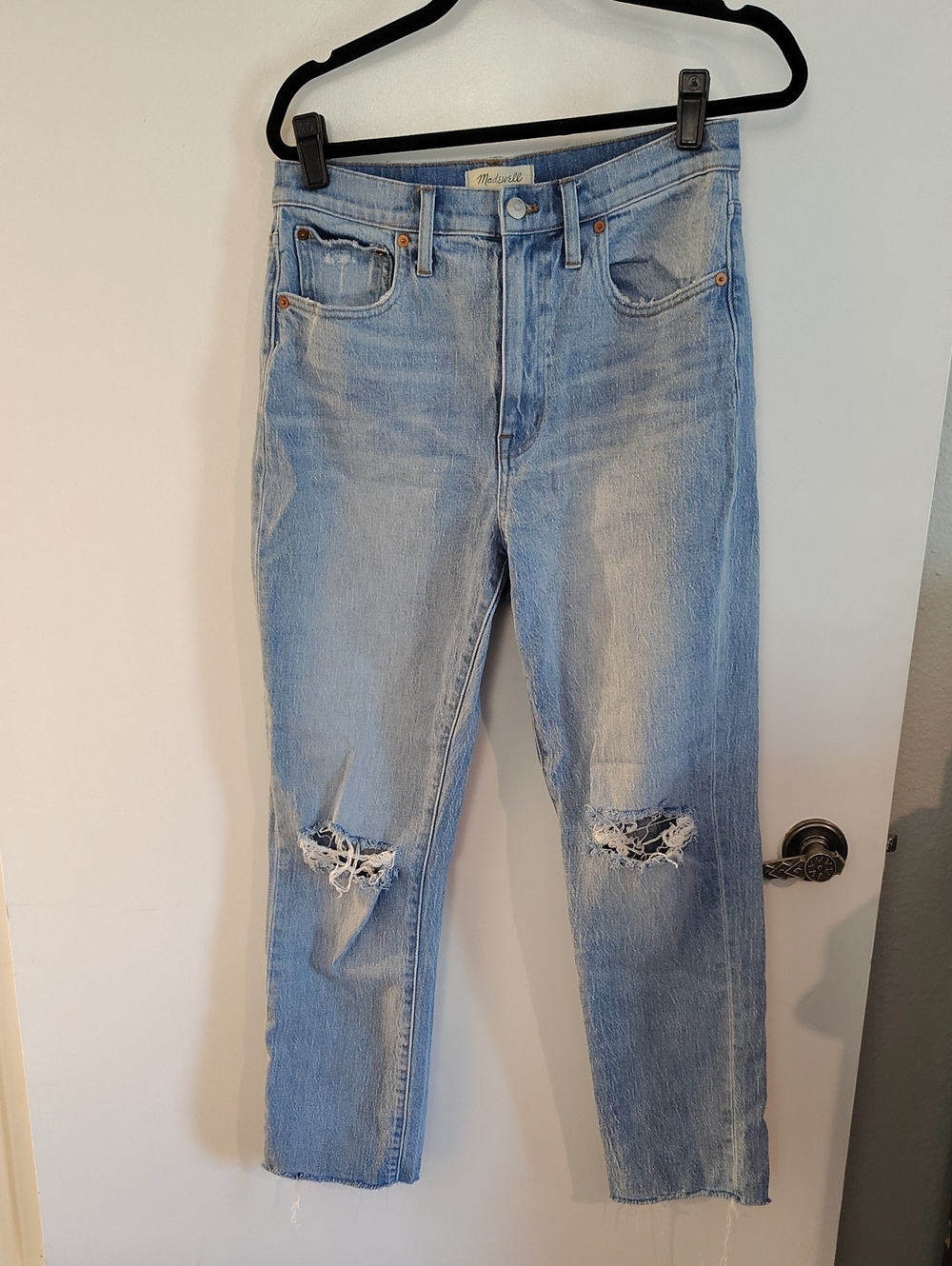 Madewell High Rise Slim Boy Jeans, Size 28, Light Wash